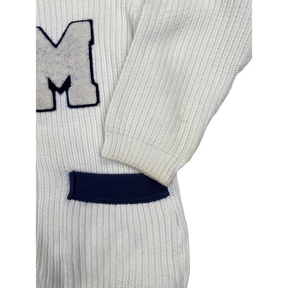 Stuart Membery- True Vintage Varsity Cardigan in White and Blue - Picture 2 of 6